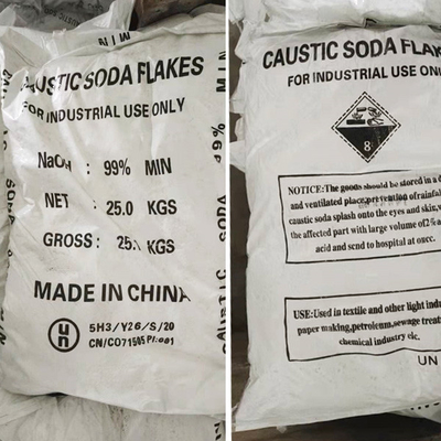 Industriële kwaliteit 25 kg/zak Kaustische soda Natriumhydroxide NaOH 96%-99% voor chemische reacties
